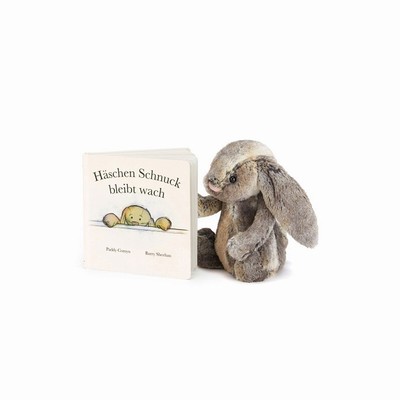 Jellycat Haschen Schnuck Bleibt Wach Buch & Bashful Cottontail Bunny Medium UK | 06975KRST